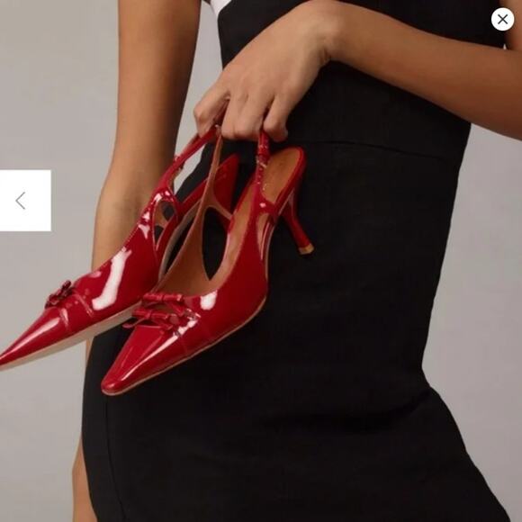 Reformation Noreen Red Slingback Heels Size 7.5 3” Heel - Picture 2 of 9